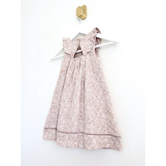 NEW! Tahari Floral Cotton Summer Dress A Line Taupe Tan Color SZ 3T - Picture 4 of 7